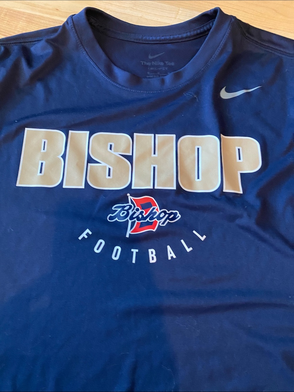 Nike performance Navy and Gold Bishop Football Tee